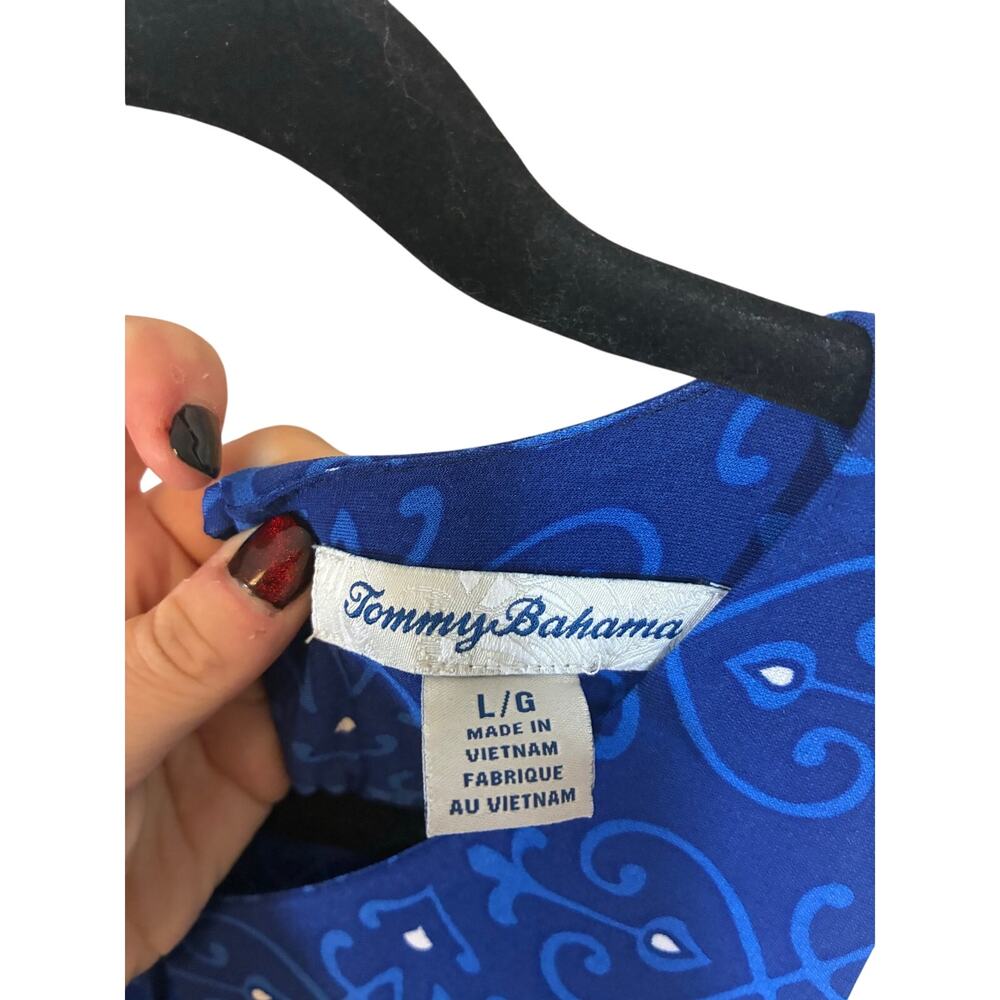 Tommy Bahama Lilium Gardens Tropical Floral Maxi Dress Resort Vacation Blue L - Picture 3 of 5